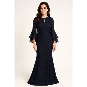 Women's Black Lace Formal Maxi Dress – Size L – NWT